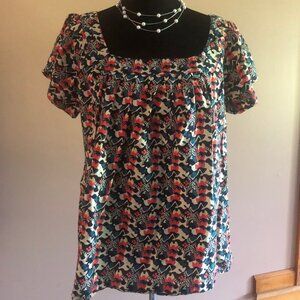 French Connection Short Sleeve Square Neckline Top